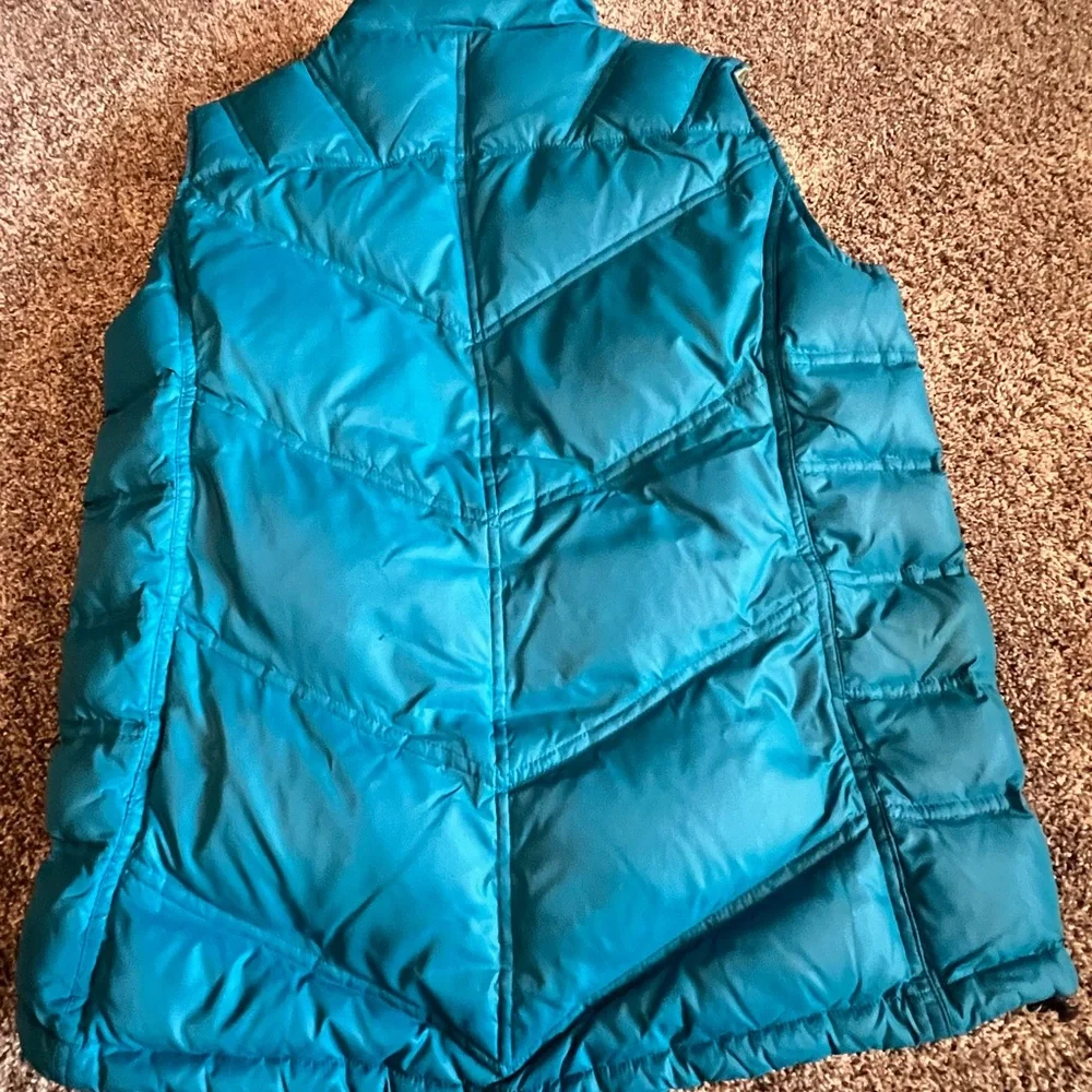 Cabela’s Goose Down Puffer Vest 650 Power Women Small S Teal Zip Pockets Read